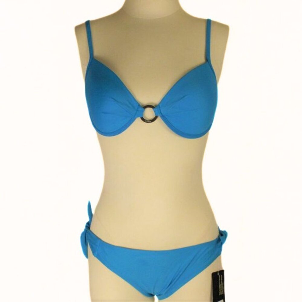 NWT Vintage Y2K Skye Turquoise Bikini Set Retro Push-Up Bra Style w/ Silver